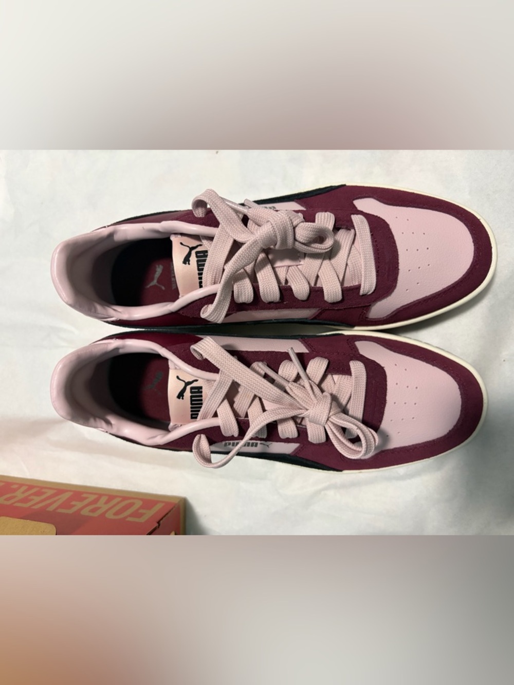 Puma Pink and Burgundy Casual Low-Top Sneakers - Picture 2 of 4
